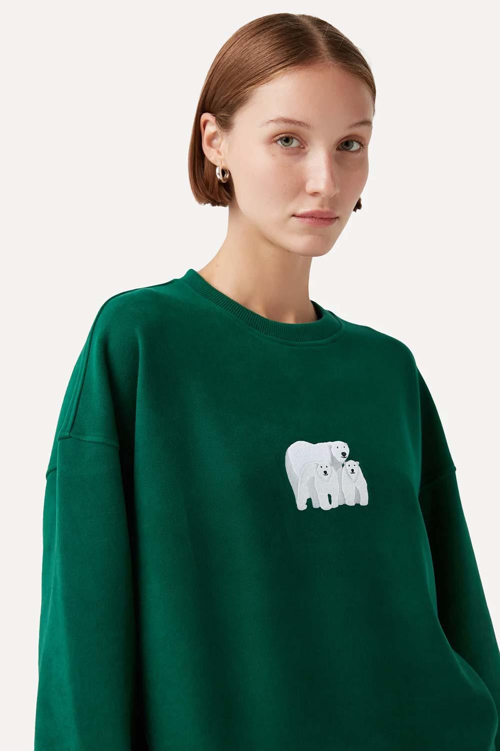 WWF Market-Kutup Ayıları Sweatshirt - Koyu Yeşil-Sweatshirts & Hoodies-5-fleurdirect.live