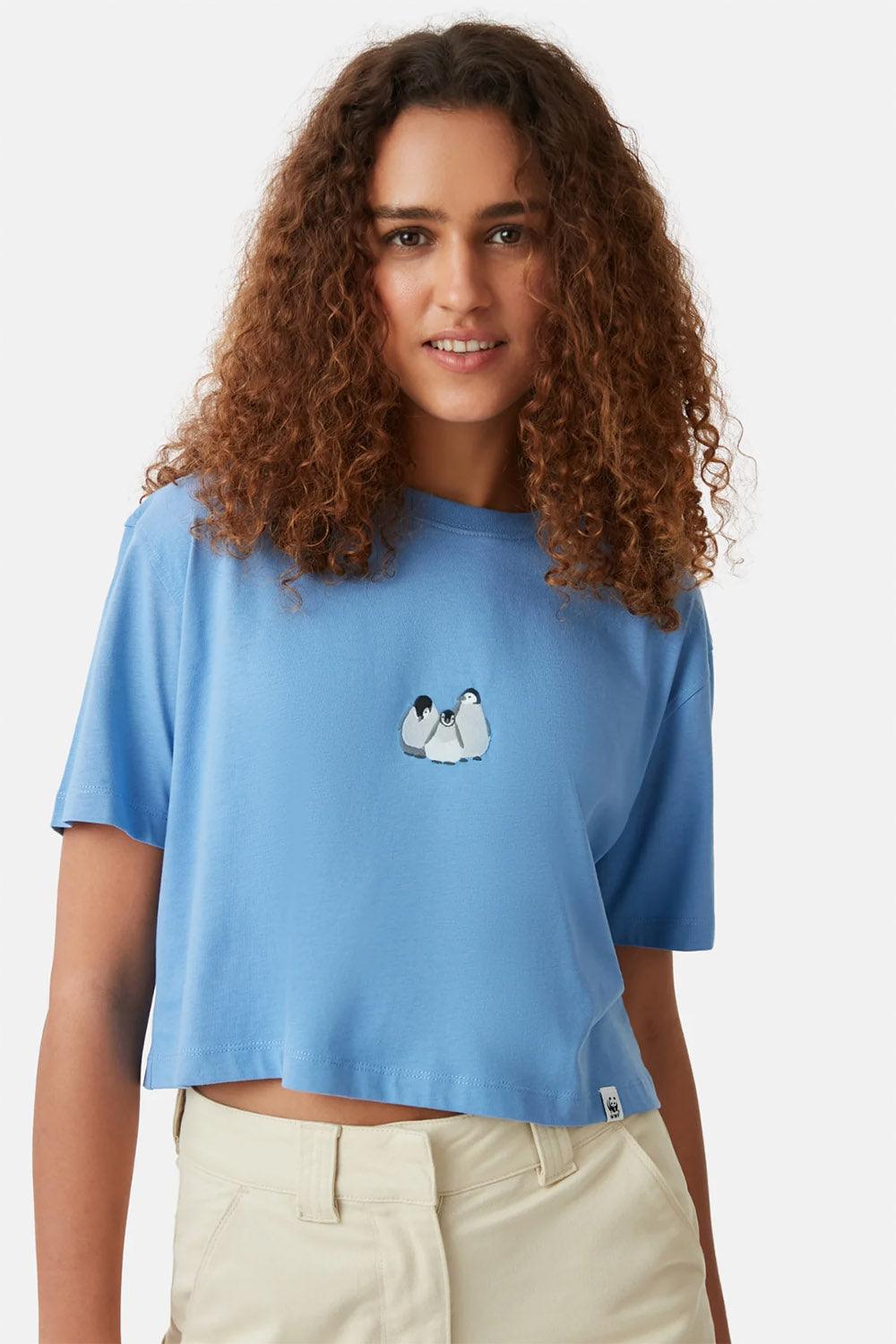 WWF Market-Yavru İmparator Penguen Crop T-shirt - Mavi-T-Shirts-4-fleurdirect.live