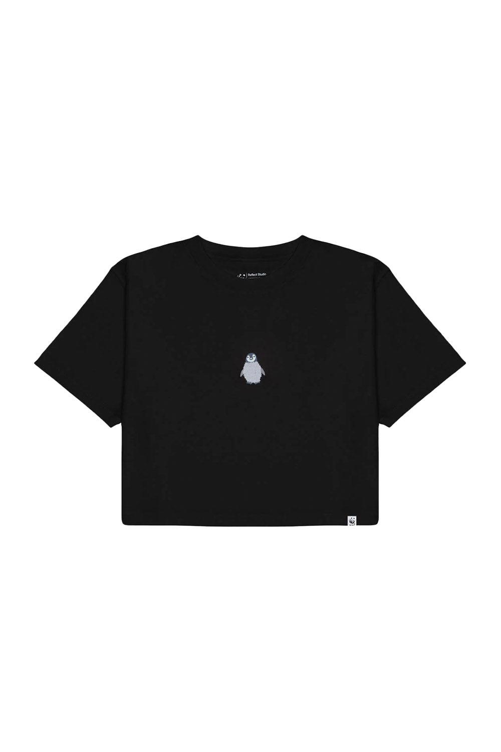 WWF Market-Yavru İmparator Penguen Crop T-shirt - Siyah-T-Shirts-1-fleurdirect.live