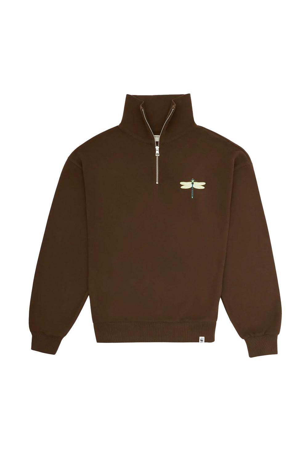WWF Market-Yusufçuk Q-Zip Sweatshirt - Kahverengi-Sweatshirts & Hoodies-1-fleurdirect.live
