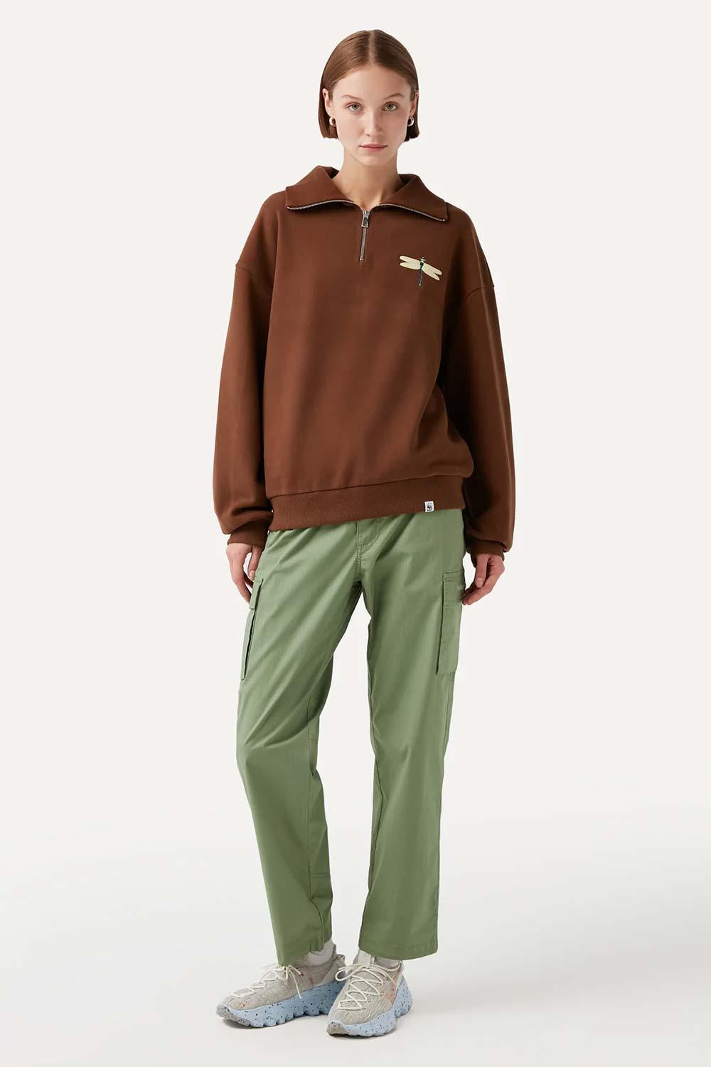 WWF Market-Yusufçuk Q-Zip Sweatshirt - Kahverengi-Sweatshirts & Hoodies-5-fleurdirect.live