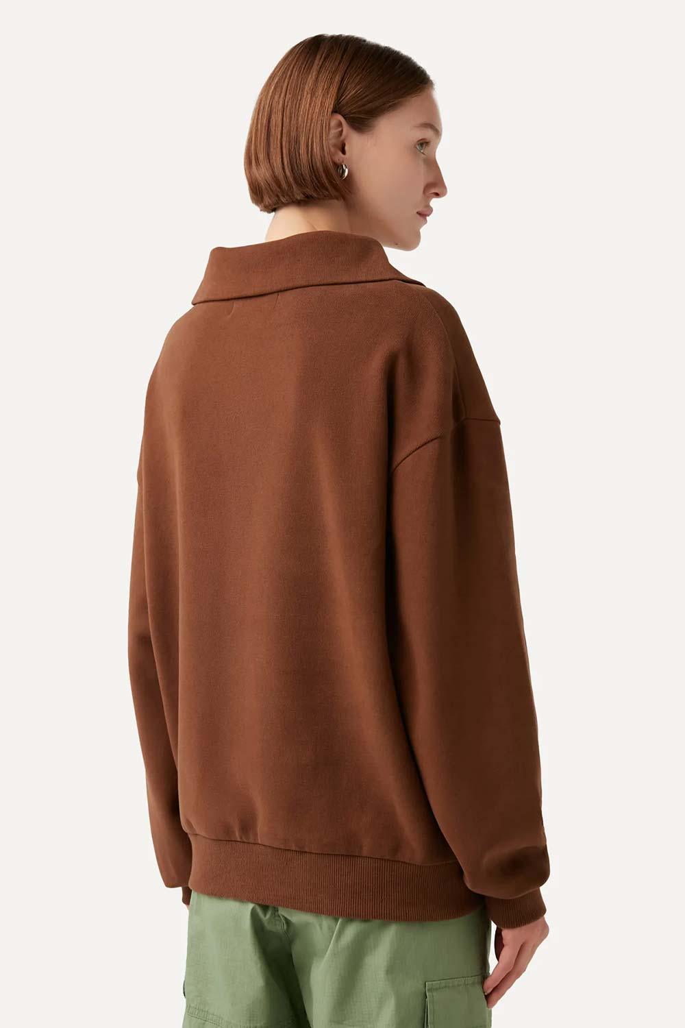 WWF Market-Yusufçuk Q-Zip Sweatshirt - Kahverengi-Sweatshirts & Hoodies-6-fleurdirect.live