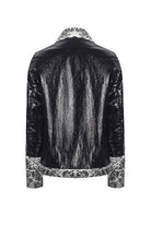 Wayt-Moon Child Suni Kürklü Siyah Vinil Biker Ceket-Omuz Çantası-2-fleurdirect.live