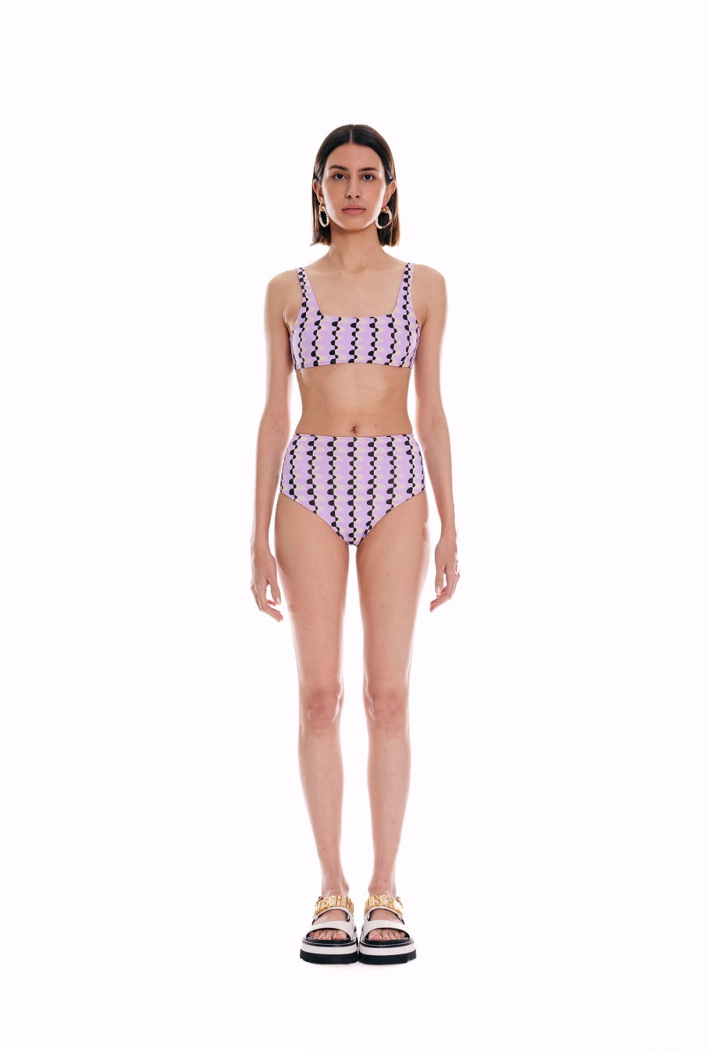 Wayt-Sonic Adventure Geometrik Desenli Yüksek Bel Lila Bikini Altı-Bikini & Mayo-4-fleurdirect.live