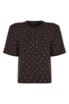 Wingcott-Acı Kahve Taş İşlemeli Vatkalı Yarım Kollu Tişört-T-Shirts-1-fleurdirect.live