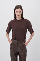 Wingcott-Acı Kahve Vatkalı Yarım Kollu Tişört-T-Shirts-3-fleurdirect.live