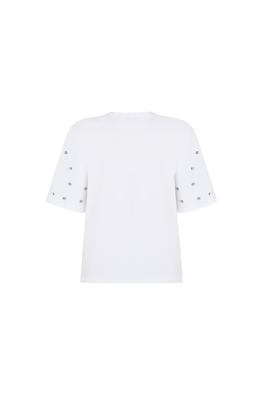 Wingcott-Ekru Taş İşlemeli Vatkalı Yarım Kollu Tişört-T-Shirts-2-fleurdirect.live