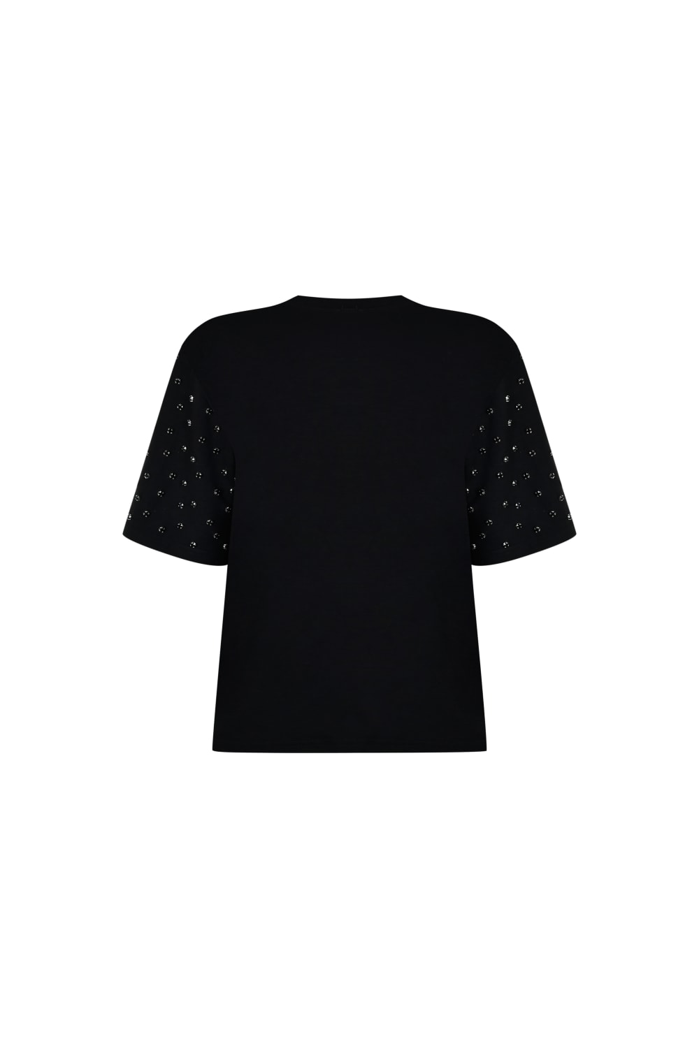 Wingcott-Siyah Taş İşlemeli Vatkalı Yarım Kollu Tişört-T-Shirts-2-fleurdirect.live