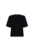 Wingcott-Siyah Taş İşlemeli Vatkalı Yarım Kollu Tişört-T-Shirts-2-fleurdirect.live