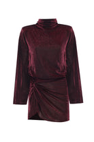 Yasemin Karagülle-Rowena Dress Shiny Burgundy-Elbise-1-fleurdirect.live