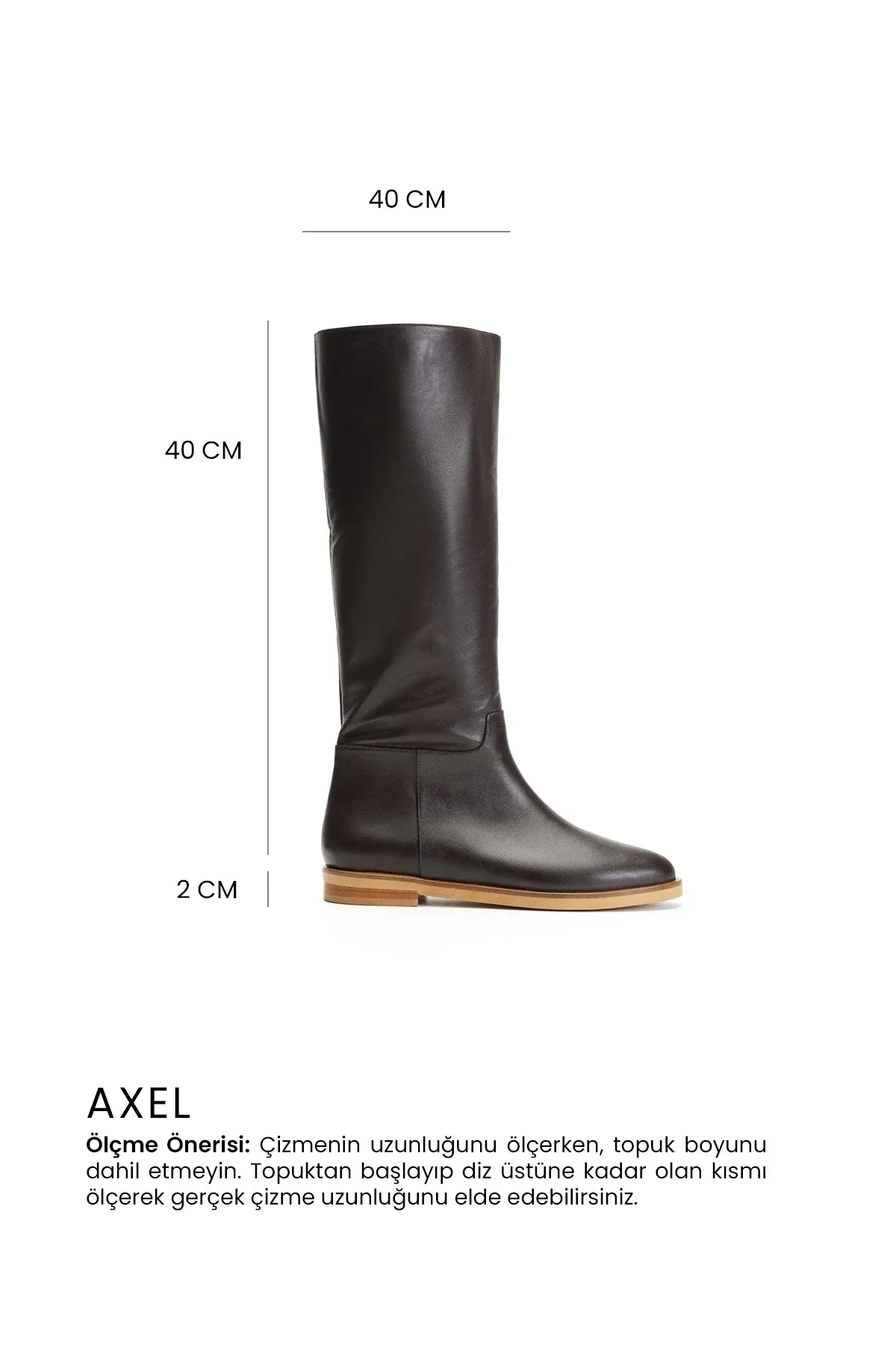 Axel Deri 2 Cm Düz Çizme