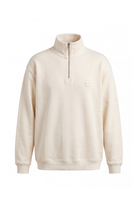 Erkek Relaxed Fit Half Zip Sweatshirt - Ekru