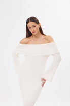 Mozto-Dora Knitted Beige Dress-Elbise-4-fleurdirect.live