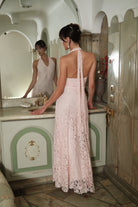 Romana Dantelli Uzun Elbise - Pembe - 1