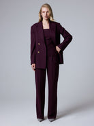 Sia Kruvaze Blazer Ceket - Bordo - 0