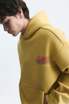 Oversize Yıkamalı Kapüşonlu Sweatshirt, SARI - 3