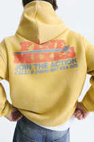 Oversize Yıkamalı Kapüşonlu Sweatshirt, SARI - 4
