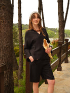 Zen Keten Karışımlı Bluz, Siyah - 4