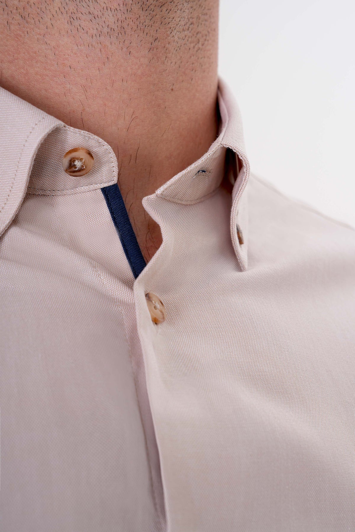 Slim Fit Oxford Erkek Gömlek, Krem - 4
