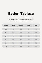 Fitilli V Yaka Uzun Kollu Kadın Bluz, Kırık Beyaz - 4