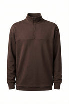 Yarım Fermuarlı Erkek Sweatshirt, Kahverengi - 0
