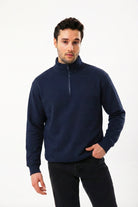 Yarım Fermuarlı Erkek Sweatshirt, Lacivert - 1