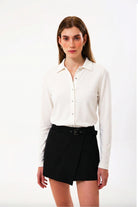 Slim Fit Kadın Gömlek, Beyaz - 2