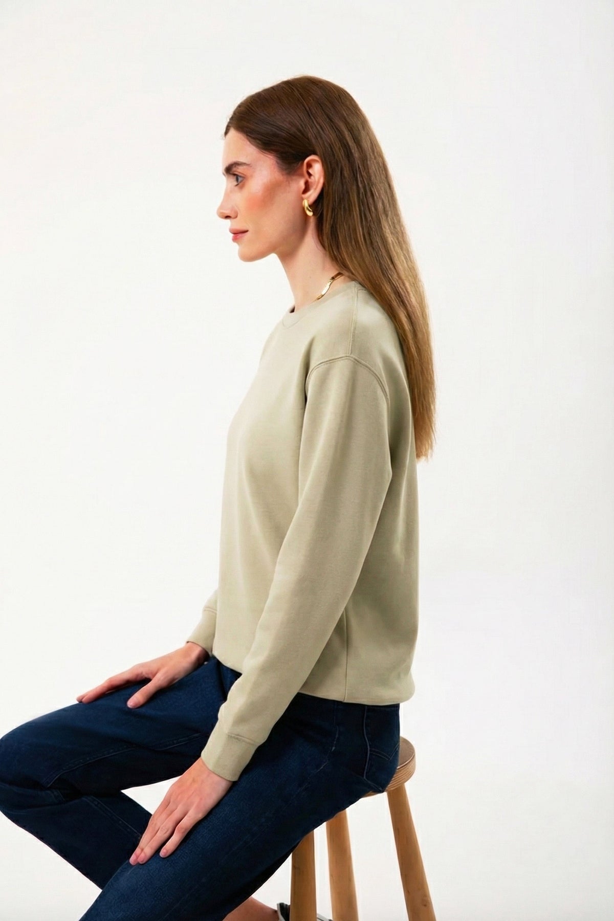 Regular Fit Logo Nakışlı Sweatshirt, Bej - 3