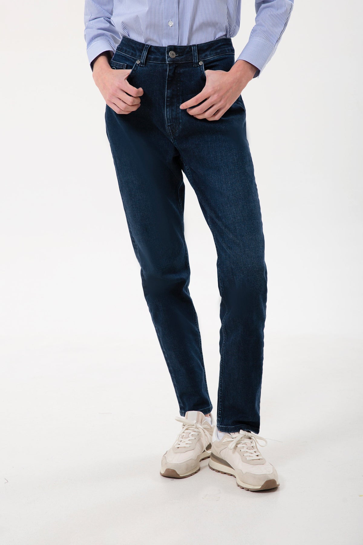 Yüksek Bel Comfort Fit Kadın Jean Pantolon, Lacivert - 1
