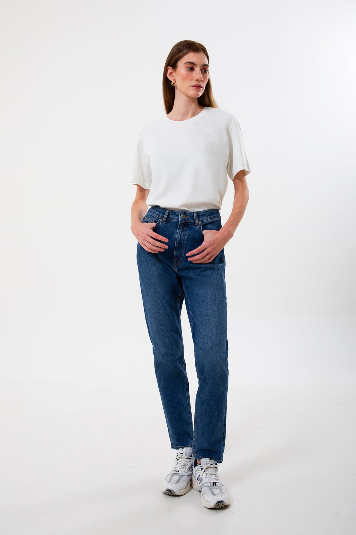 Yüksek Bel Comfort Fit Kadın Jean Pantolon, Mavi - 1