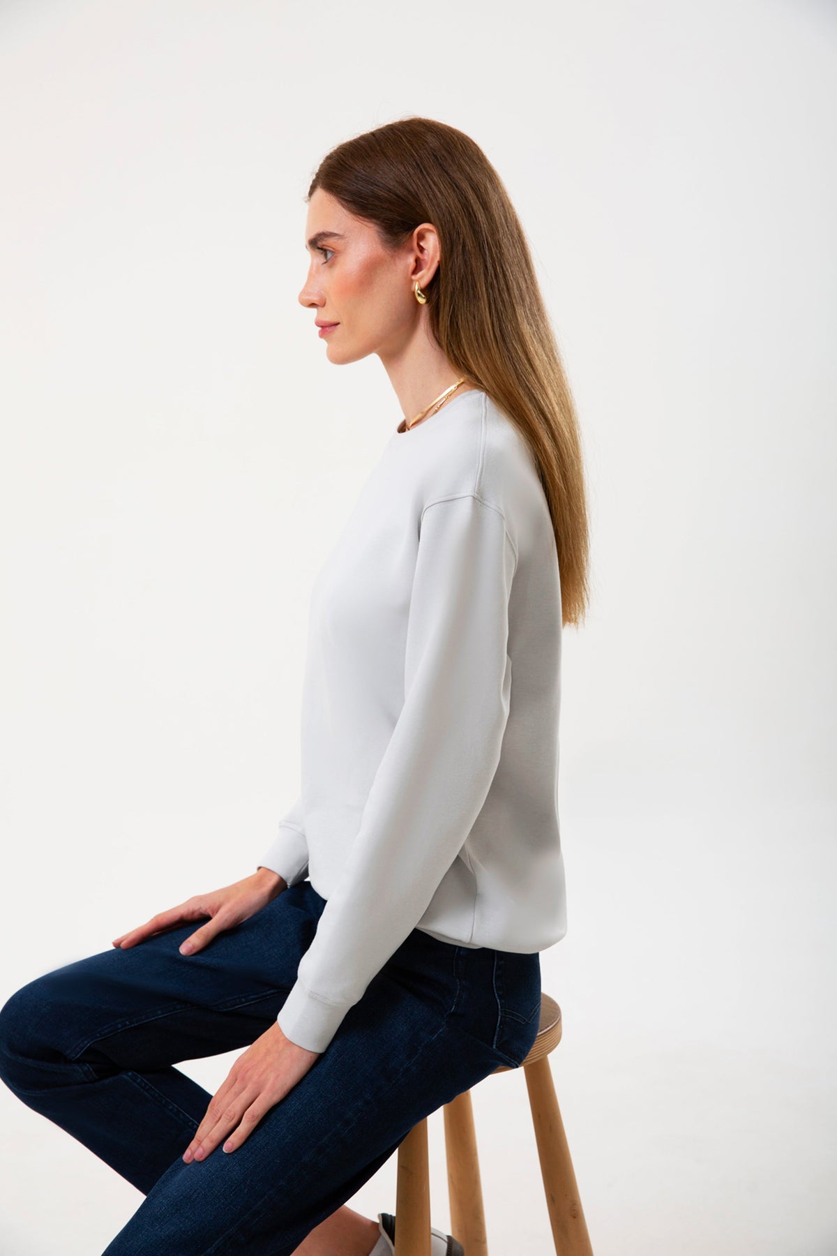 Regular Fit Logo Nakışlı Sweatshirt, Taş - 3