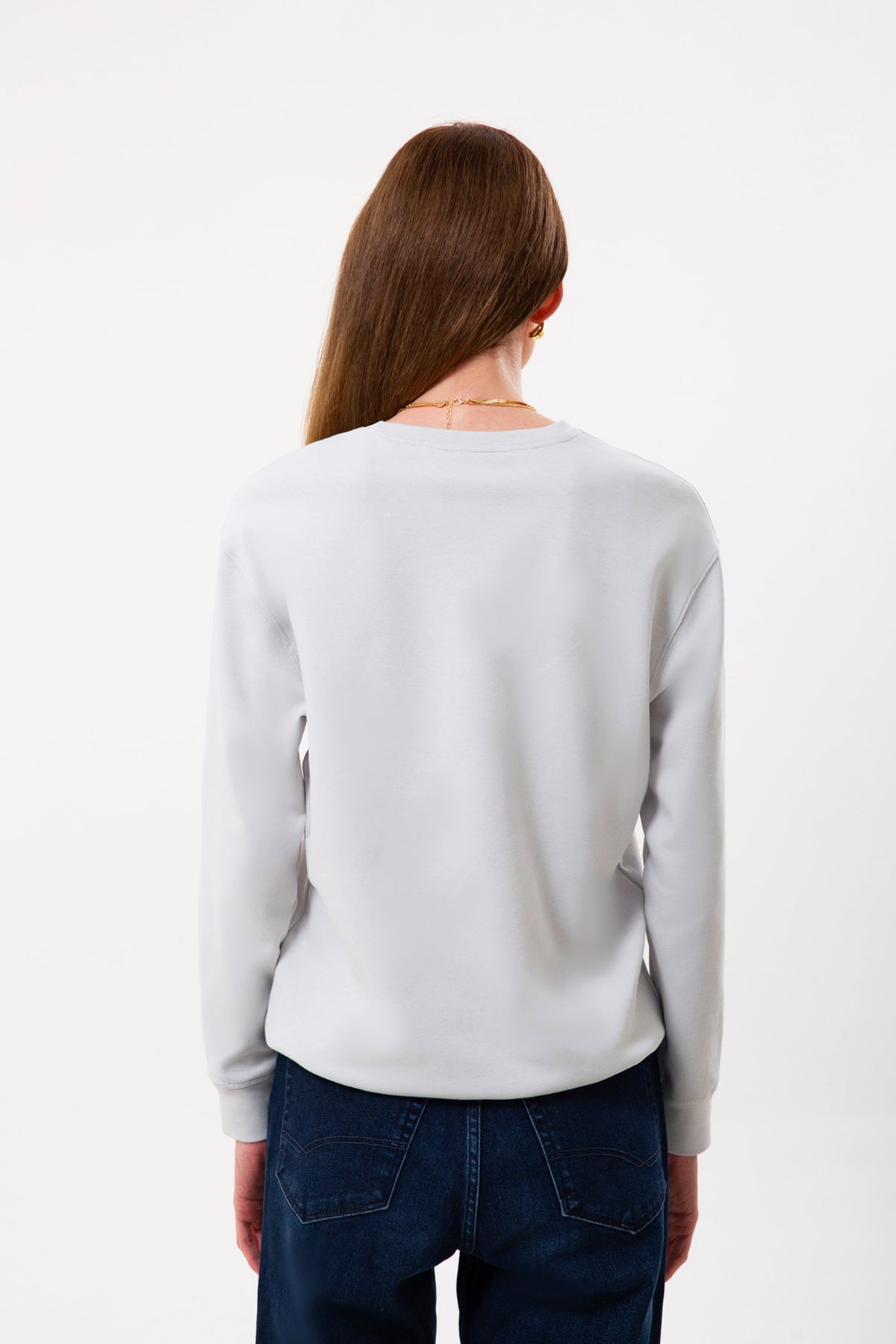 Regular Fit Logo Nakışlı Sweatshirt, Taş - 4