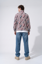Fermuarlı Beli Büzgülü Oversize Polar Sweatshirt - Lila - 3