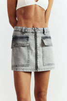 Darcy Gri Denim Mini Etek - 3