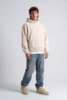 Kapüşonlu Kanguru Cepli Nakışlı Sweatshirt, Bej - 2