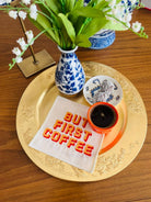 But First Coffee Desenli Kokteyl Peçete - 1 Adet Turuncu - 1