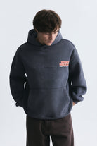 Yıkamalı Oversize Kapüşonlu Sweatshirt, Füme - 3
