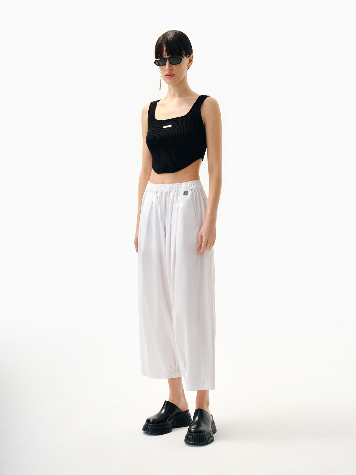Crooked Triko Crop Top - Siyah - 0