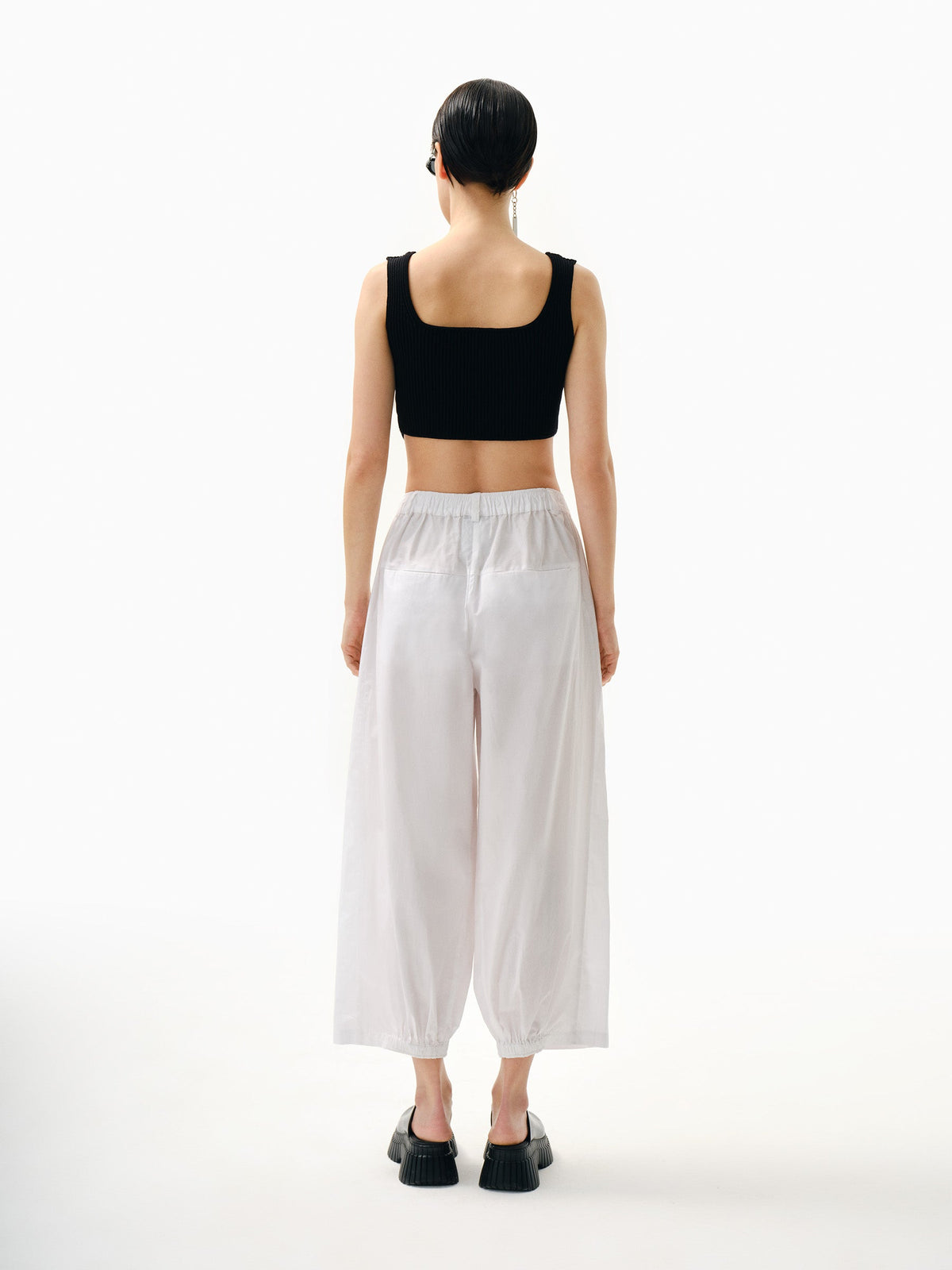 Crooked Triko Crop Top - Siyah - 1