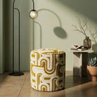 Olea Puf - Hardal Sarısı Geometrik Desenli - 2