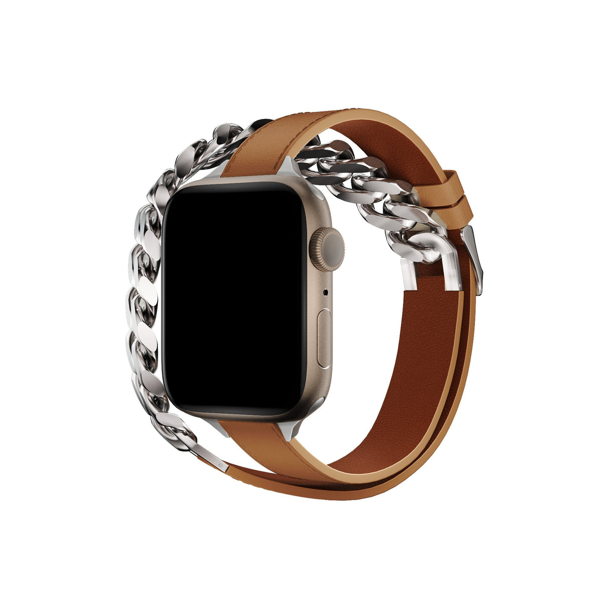 Apple Watch Uyumlu Double Tour Deri Kordon Taba