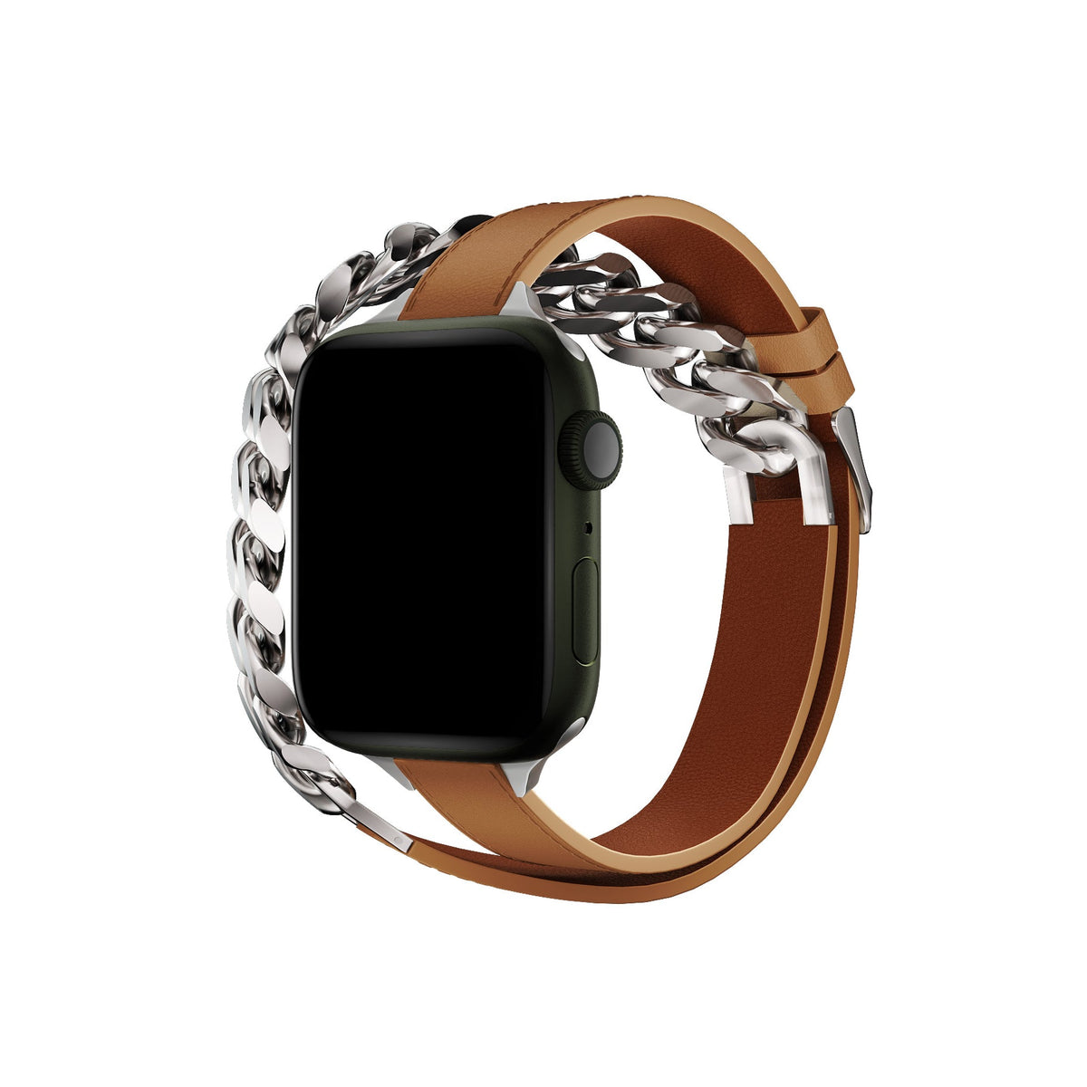 Apple Watch Uyumlu Double Tour Deri Kordon Taba