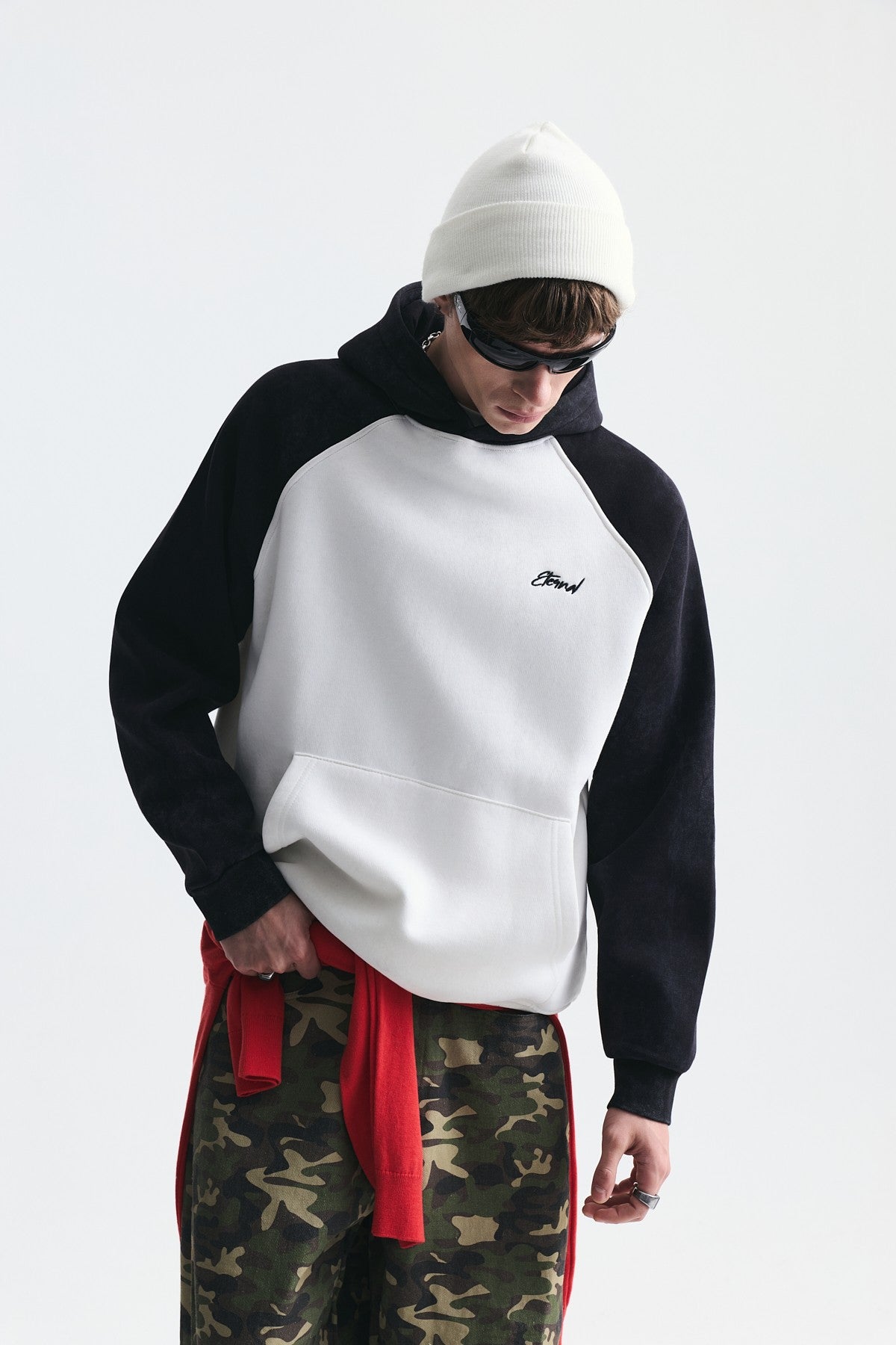 Renk Bloklu Kapüşonlu Sweatshirt