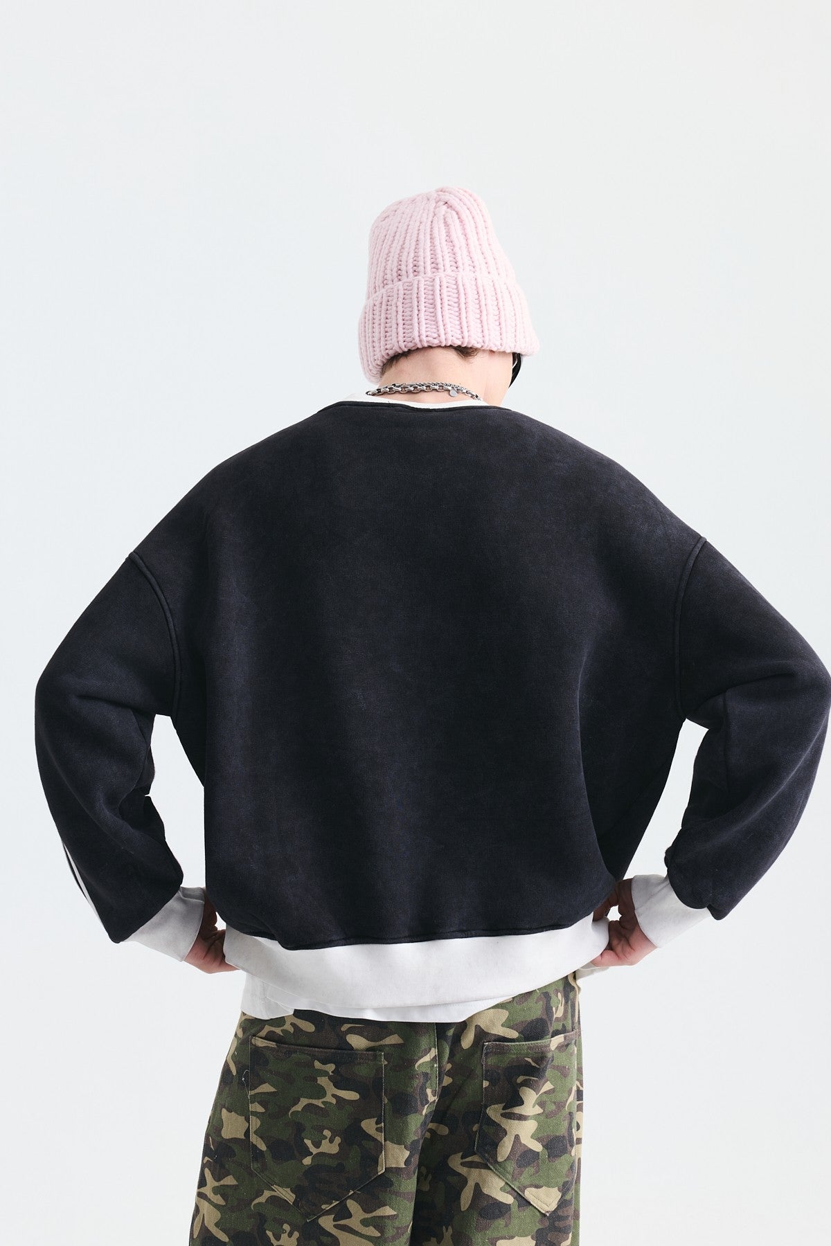 Kontrast Yaka Oversize Sweatshirt