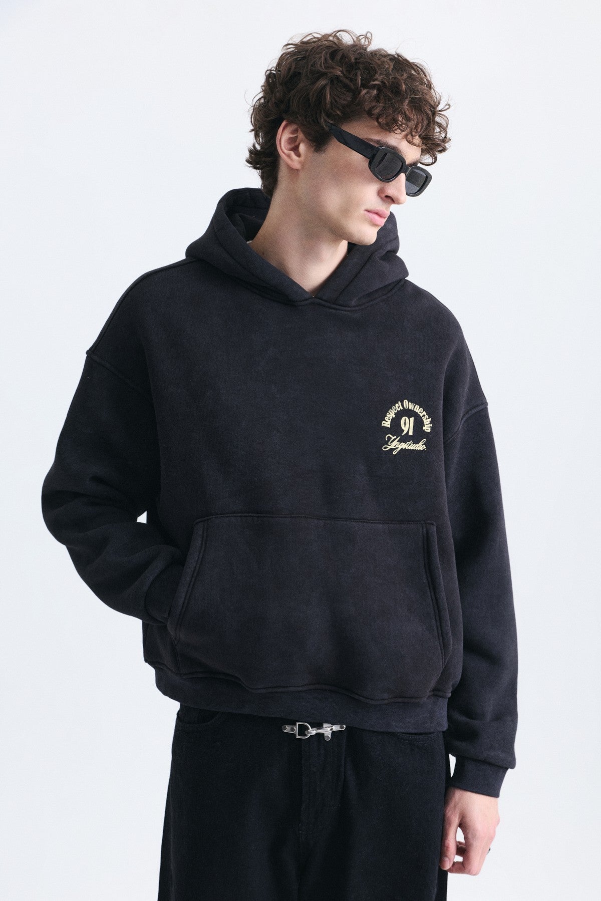 Boxy Fit Yazılı Kapüşonlu Sweatshirt