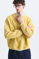 Overize Baskılı Bisiklet Yaka Sweatshirt