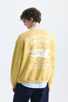 Overize Baskılı Bisiklet Yaka Sweatshirt