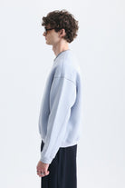 Overize Baskılı Bisiklet Yaka Sweatshirt