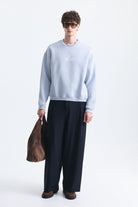 Overize Baskılı Bisiklet Yaka Sweatshirt