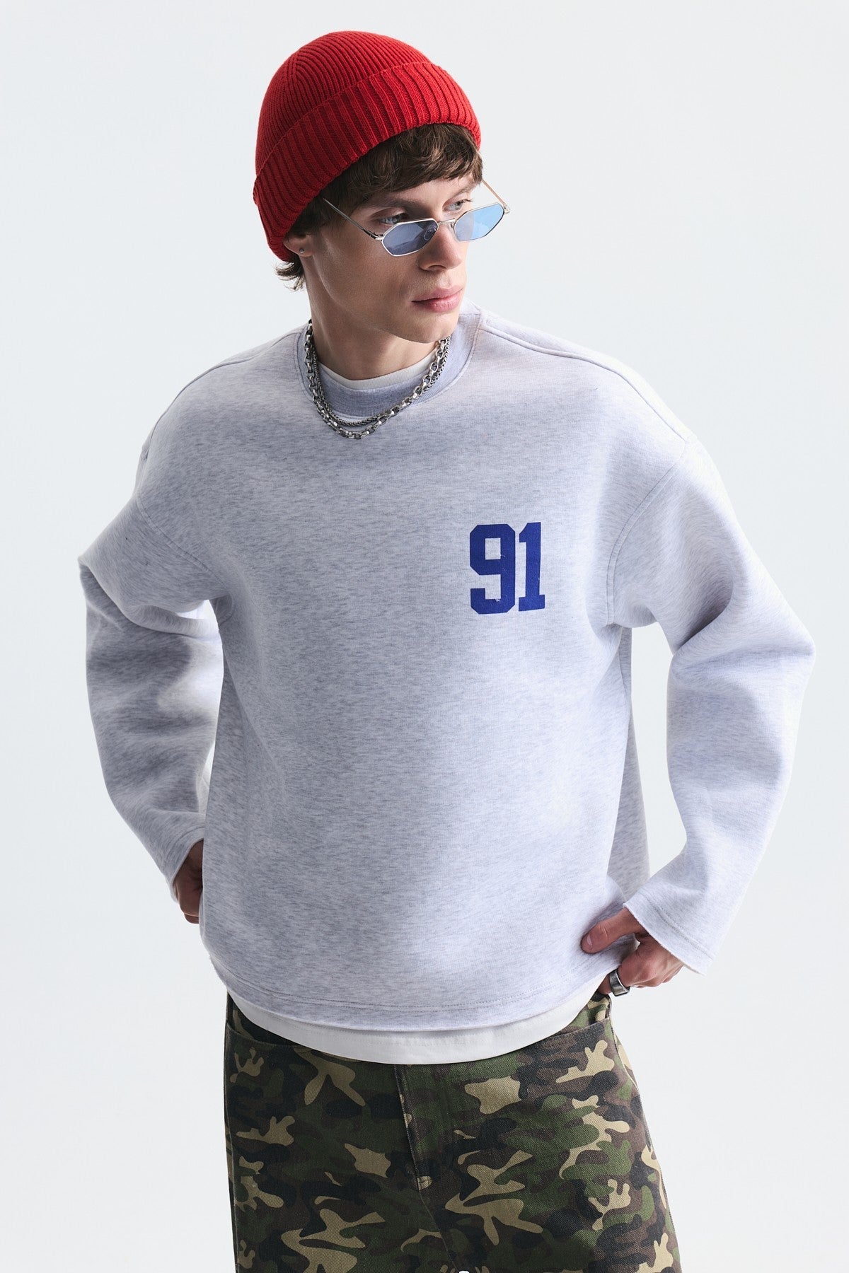 Oversize Baskılı Sweatshirt
